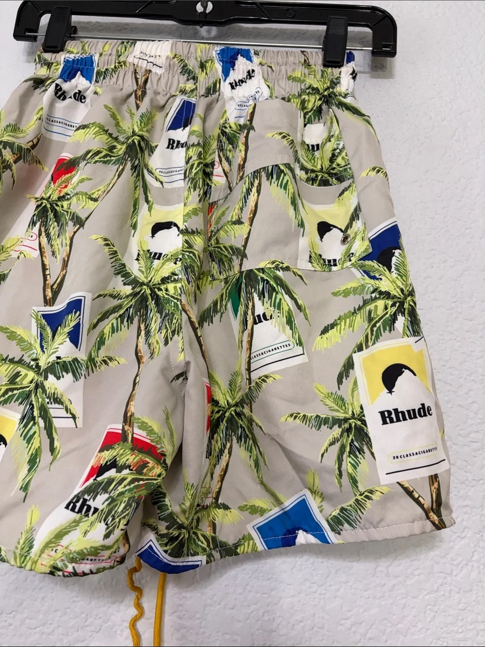 Rhude Cigarette Box Allover Print Swim Trunk Shorts